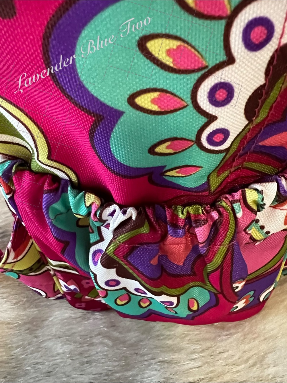 VERA BRADLEY Pink Swirls 2014 Lighten Up Essential Backpack Green Paisley Floral - Picture 9 of 17